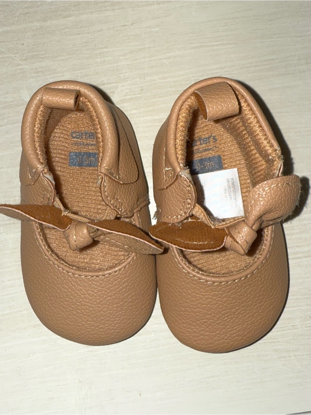 Carter's Tan Mary Jane Bow Baby Shoes